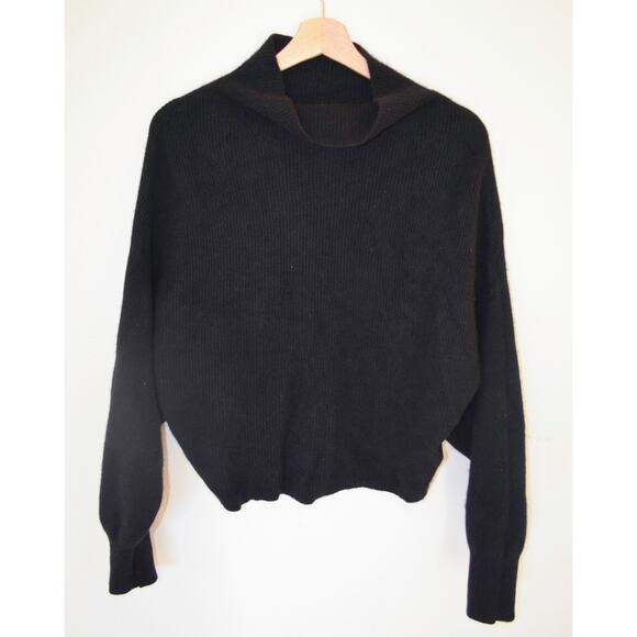 Anthropologie The Enza Ribbed Cashmere Sweater Cropped Long Sleeve Edition Black - Picture 3 of 7